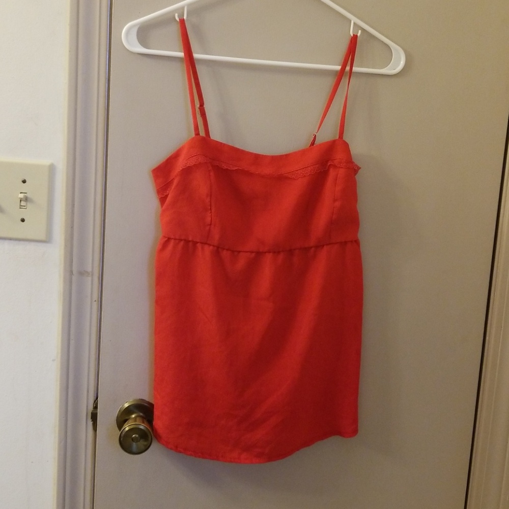 Red, spaghetti strap with lace